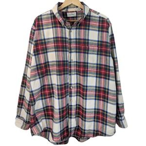 Vintage L.L. Bean 90's Plaid Flannel Shirt Red Button Down Lumberjack USA Men XL